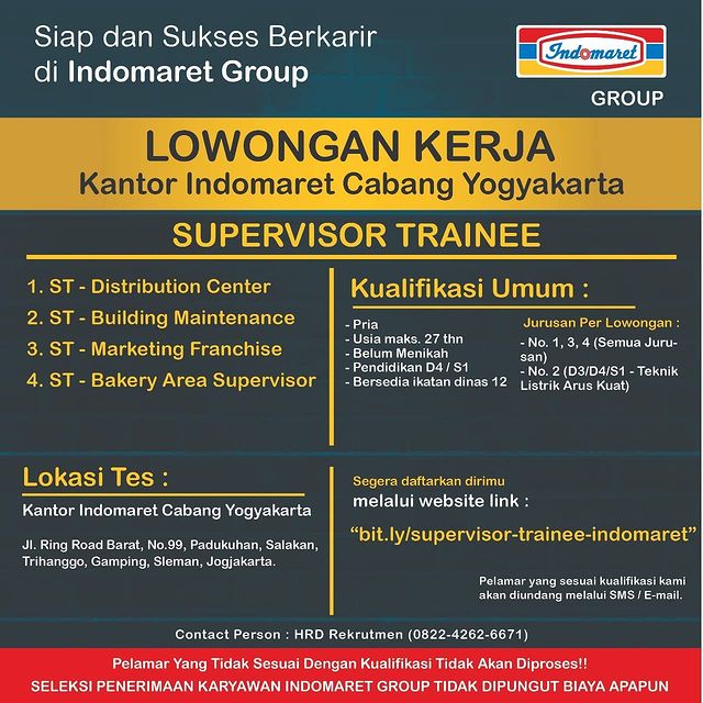 Lowongan Kerja Di Indomaret Cabang Yogyakarta Supervisor Trainee Stia Aan Yogyakarta