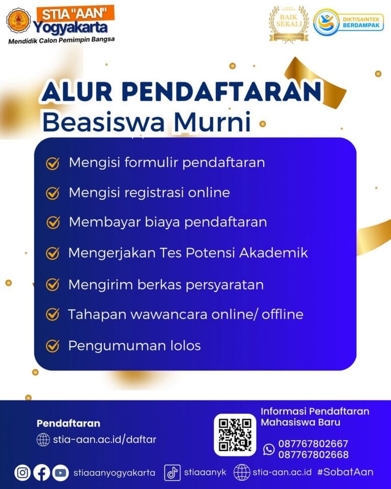 📢 Penerimaan Mahasiswa Baru melalui Program Beasiswa MurniSTIA AAN Yogyakarta memberikan kesemp (1)